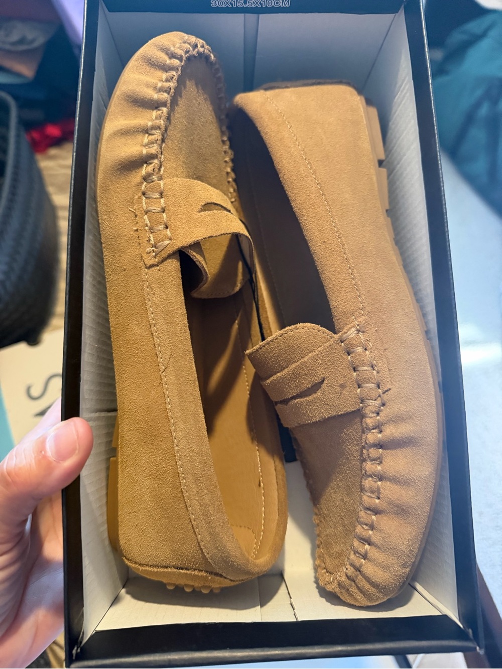 Tahari Women's Suede Penny Loafers in Tan